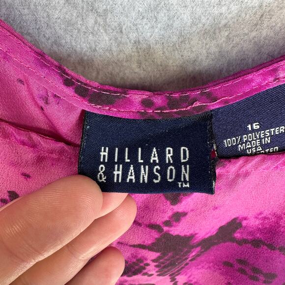 Hillard & Hanson Dress Womens Size 16 Purple 100% Polyester Short Sleeve Shift - Picture 3 of 8